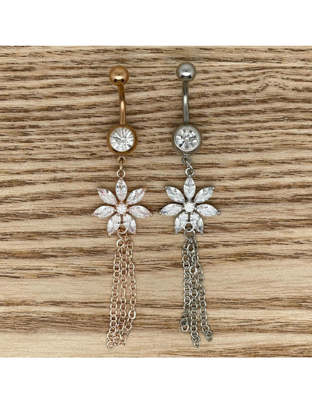 Nombril pendentif fleurs